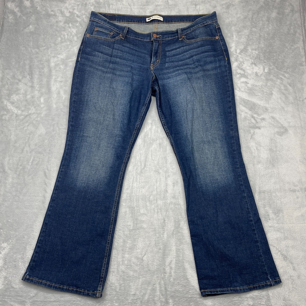 Levi's 524 Bootcut Jeans Womens 17M (41x31) Blue Denim Faded Too Superlow Grunge